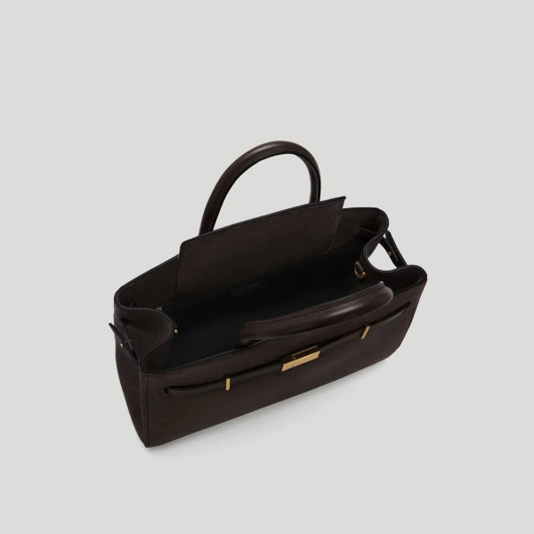 DeMellier The Midi Hudson in Dark Chocolate Suede Crossbody Bag, view 3 | Shoulder & Crossbody Bags | Coveti