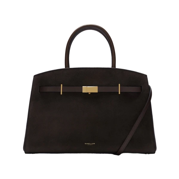 DeMellier The Midi Hudson in Dark Chocolate Suede Crossbody Bag | Shoulder & Crossbody Bags | Coveti