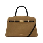 DeMellier The Midi Hudson in Tobacco Suede & Black Smooth Crossbody Bag | Shoulder & Crossbody Bags | Coveti