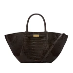 DeMellier The Midi New York in Dark Chocolate Croc-Effect Shoulder Bag | Shoulder & Crossbody Bags | Coveti