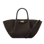 DeMellier The Midi New York in Dark Chocolate Suede & Dark Chocolate Smooth Shoulder Bag | Shoulder & Crossbody Bags | Coveti
