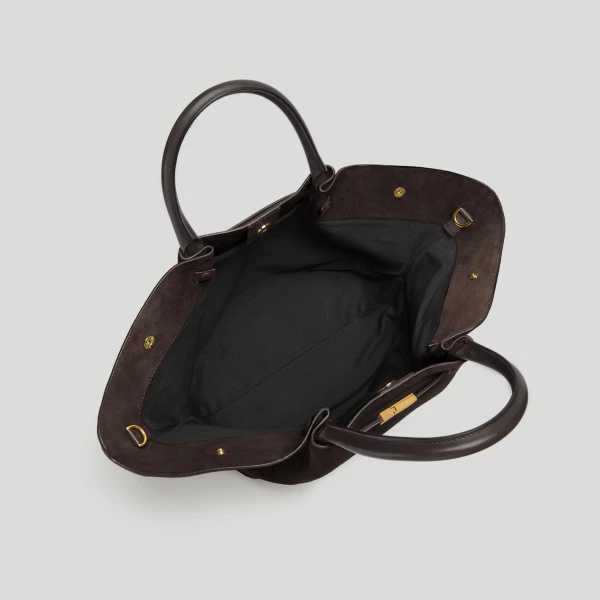 DeMellier The Midi New York in Dark Chocolate Suede & Dark Chocolate Smooth Shoulder Bag, view 3 | Shoulder & Crossbody Bags | Coveti