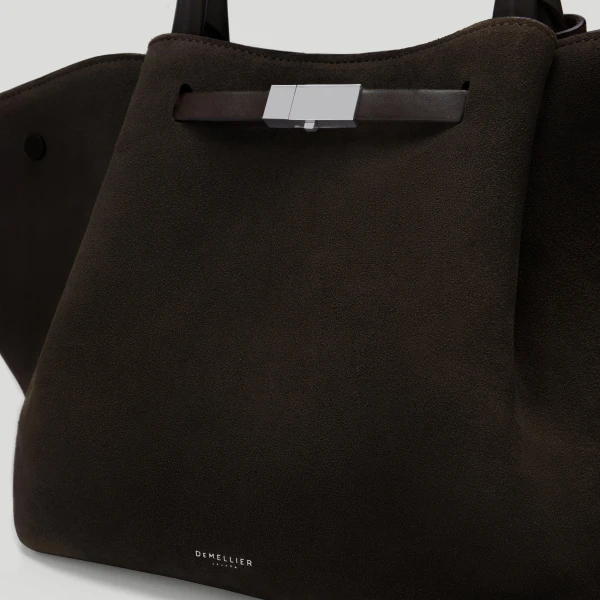 DeMellier The Midi New York in Dark Chocolate Suede Shoulder Bag, view 2 | Shoulder & Crossbody Bags | Coveti
