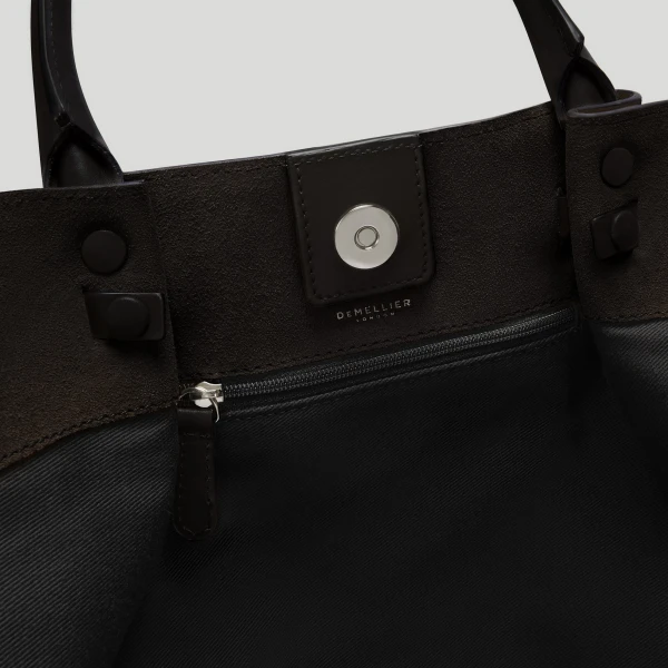 DeMellier The Midi New York in Dark Chocolate Suede Shoulder Bag, view 4 | Shoulder & Crossbody Bags | Coveti