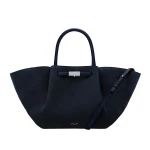 DeMellier The Midi New York in Midnight Blue Suede Shoulder Bag | Shoulder & Crossbody Bags | Coveti