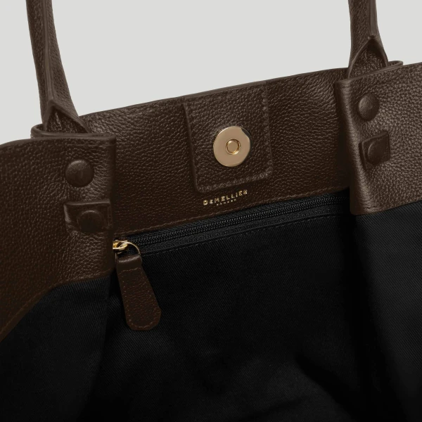 DeMellier The Midi New York in Mocha Small Grain Shoulder Bag, view 4 | Shoulder & Crossbody Bags | Coveti