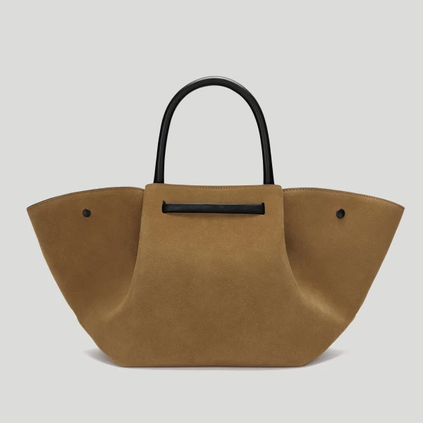 DeMellier The Midi New York in Tobacco Suede & Black Smooth Shoulder Bag, view 6 | Shoulder & Crossbody Bags | Coveti