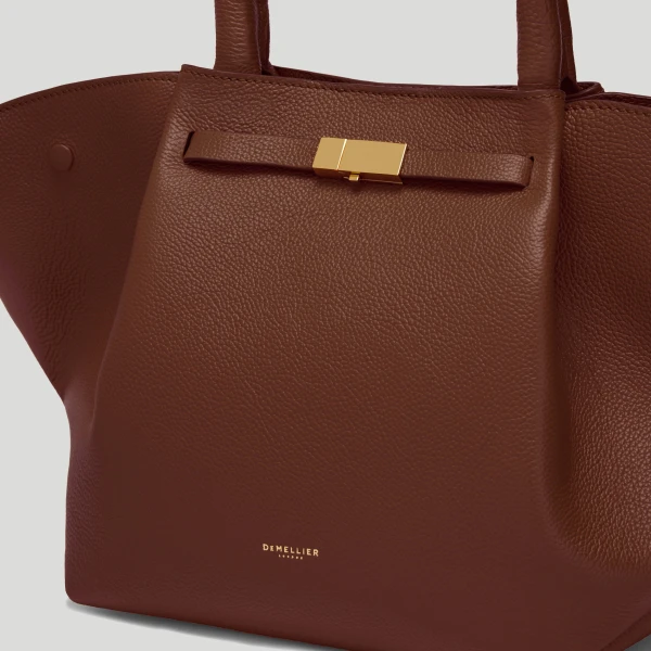 DeMellier The Midi New York in Warm Brown Small Grain Shoulder Bag, view 2 | Shoulder & Crossbody Bags | Coveti