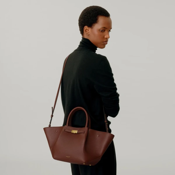 DeMellier The Midi New York in Warm Brown Small Grain Shoulder Bag, view 6 | Shoulder & Crossbody Bags | Coveti