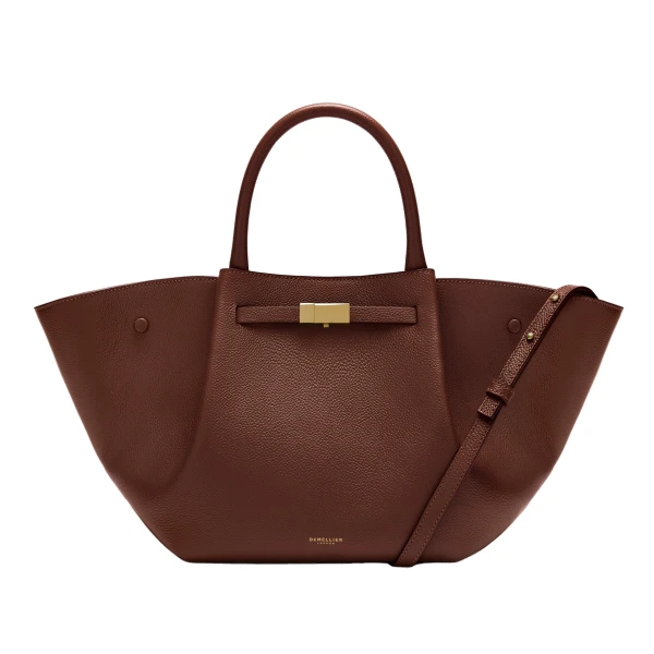 The Midi New York in Warm Brown Small Grain Shoulder Bag