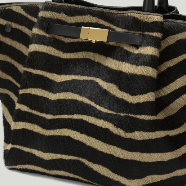 DeMellier The Midi New York in Zebra-Effect Hair Calf Shoulder Bag, view 3 | Shoulder & Crossbody Bags | Coveti