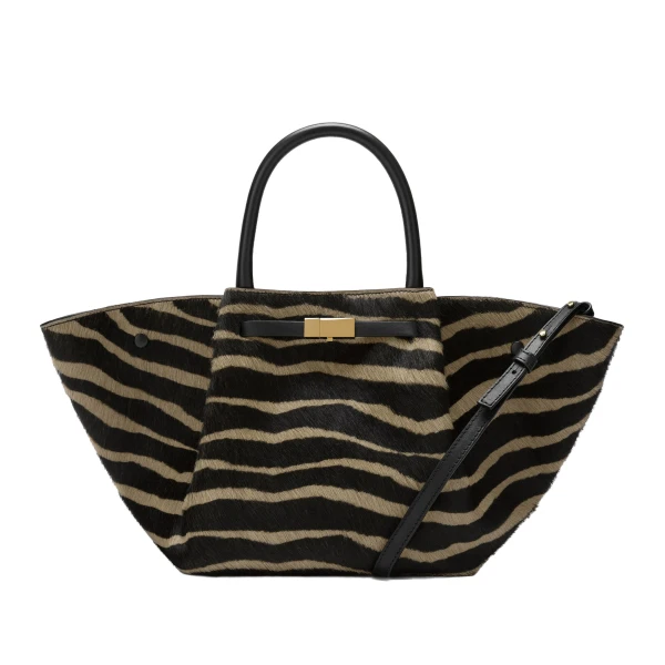 The Midi New York in Zebra-Effect Hair Calf Shoulder Bag