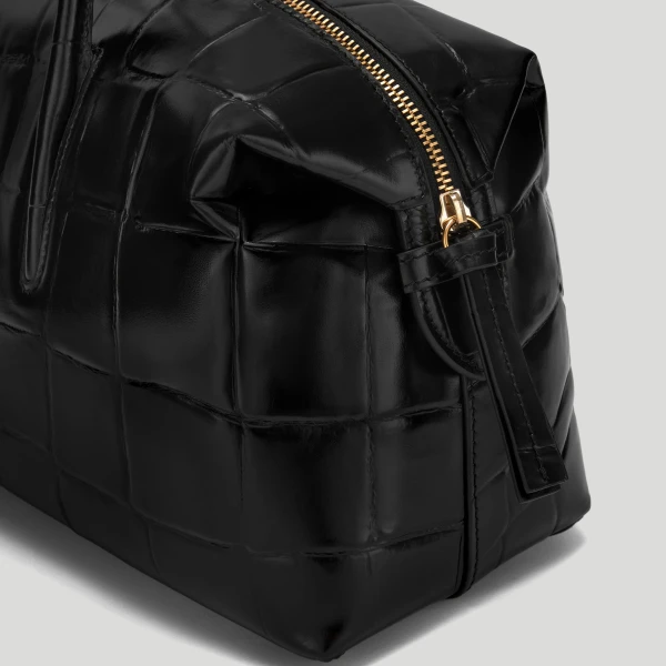 DeMellier The Midi Stockholm in Black Large Croc-Effect Top-Handle Bag, view 3 | Totes & Top-Handle Bags | Coveti