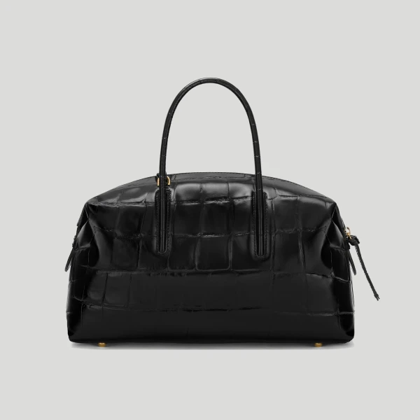 DeMellier The Midi Stockholm in Black Large Croc-Effect Top-Handle Bag, view 6 | Totes & Top-Handle Bags | Coveti