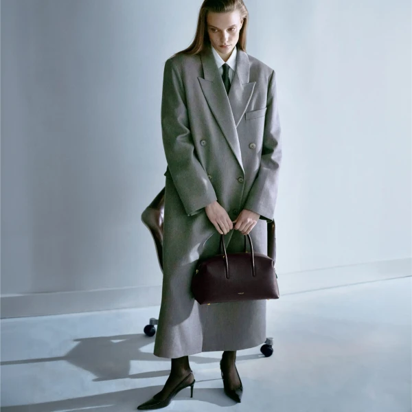 DeMellier The Midi Stockholm in Bordeaux Fine Grain Top-Handle Bag, view 2 | Totes & Top-Handle Bags | Coveti