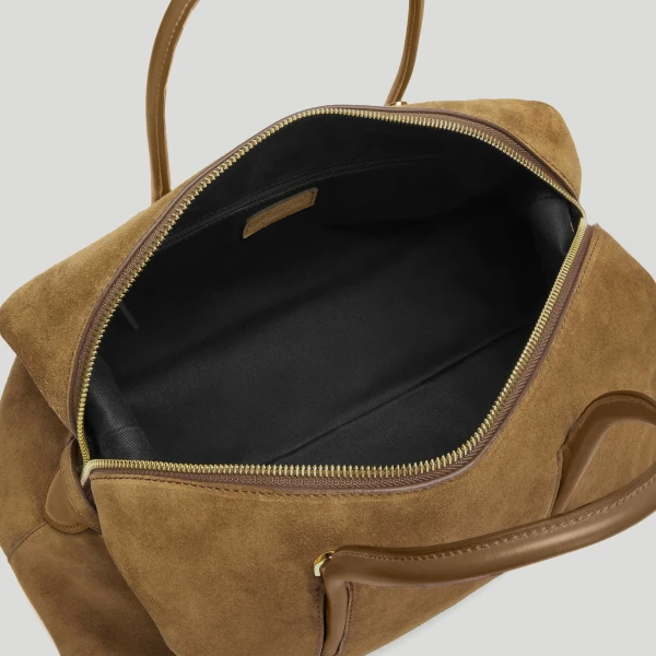 DeMellier The Midi Stockholm in Tobacco Suede Top-Handle Bag, view 3 | Totes & Top-Handle Bags | Coveti