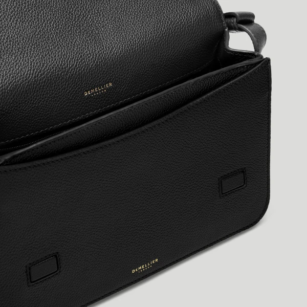 DeMellier The New York Crossbody in Black Small Grain Crossbody Bag, view 3 | Shoulder & Crossbody Bags | Coveti