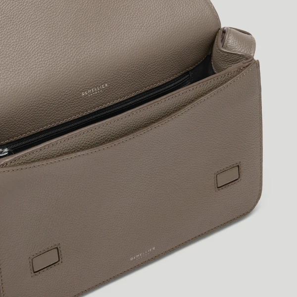 DeMellier The New York Crossbody in Dark Taupe Small Grain Crossbody Bag, view 3 | Shoulder & Crossbody Bags | Coveti