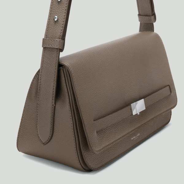 DeMellier The New York Crossbody in Dark Taupe Small Grain Crossbody Bag, view 5 | Shoulder & Crossbody Bags | Coveti