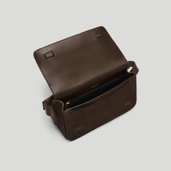 DeMellier The New York Crossbody in Mocha Suede Crossbody Bag, view 4 | Shoulder & Crossbody Bags | Coveti