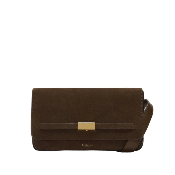 The New York Crossbody in Mocha Suede Crossbody Bag