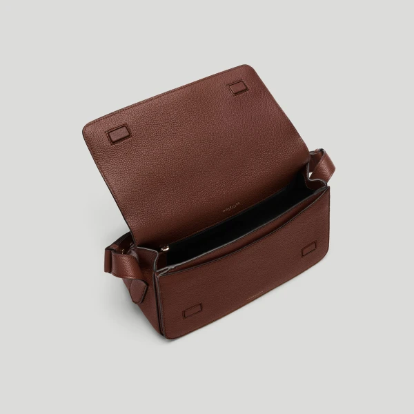DeMellier The New York Crossbody in Warm Brown Small Grain Crossbody Bag, view 4 | Shoulder & Crossbody Bags | Coveti