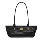 DeMellier The New York Shoulder in Black Croc-Effect Shoulder Bag | Shoulder & Crossbody Bags | Coveti