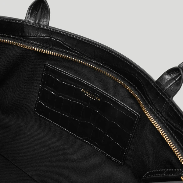 DeMellier The New York Shoulder in Black Croc-Effect Shoulder Bag, view 5 | Shoulder & Crossbody Bags | Coveti