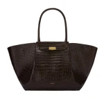 DeMellier The New York in Dark Chocolate Croc-Effect Shoulder Bag | Shoulder & Crossbody Bags | Coveti