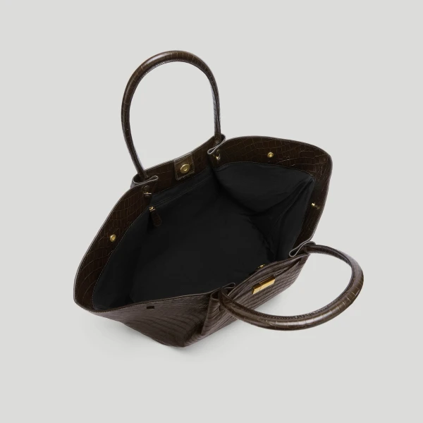 DeMellier The New York in Dark Chocolate Croc-Effect Shoulder Bag, view 4 | Shoulder & Crossbody Bags | Coveti