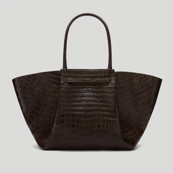 DeMellier The New York in Dark Chocolate Croc-Effect Shoulder Bag, view 6 | Shoulder & Crossbody Bags | Coveti