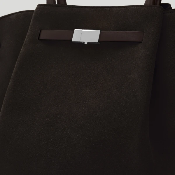 DeMellier The New York in Dark Chocolate Suede Shoulder Bag, view 2 | Shoulder & Crossbody Bags | Coveti