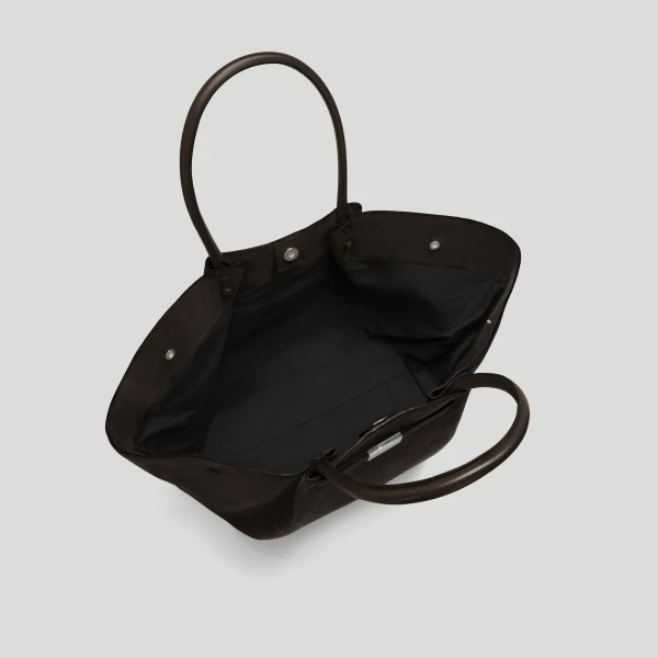 DeMellier The New York in Dark Chocolate Suede Shoulder Bag, view 3 | Shoulder & Crossbody Bags | Coveti