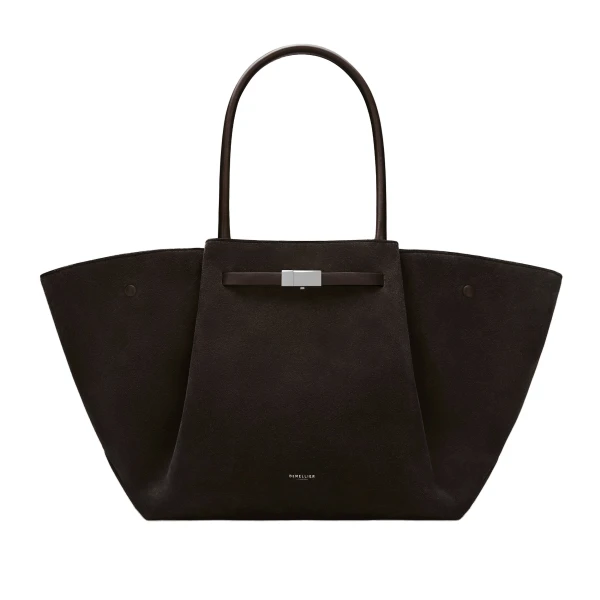 The New York in Dark Chocolate Suede Shoulder Bag