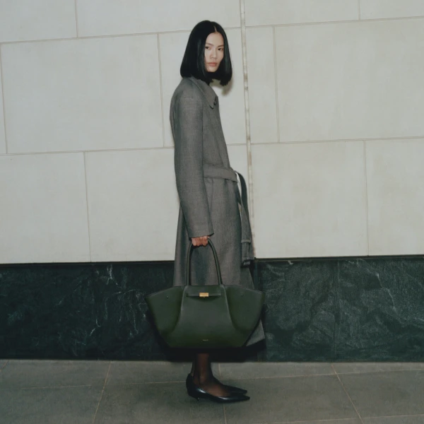 DeMellier The New York in Dark Green Small Grain Shoulder Bag, view 2 | Shoulder & Crossbody Bags | Coveti