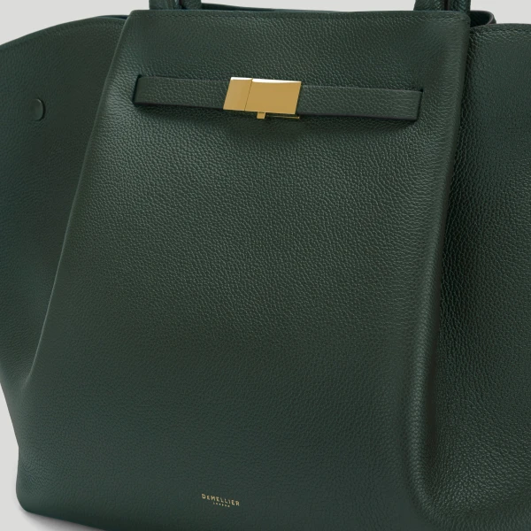 DeMellier The New York in Dark Green Small Grain Shoulder Bag, view 3 | Shoulder & Crossbody Bags | Coveti