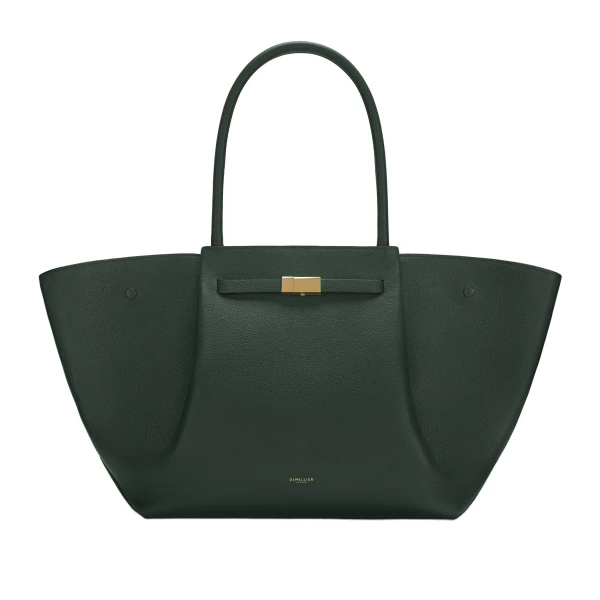 The New York in Dark Green Small Grain Shoulder Bag