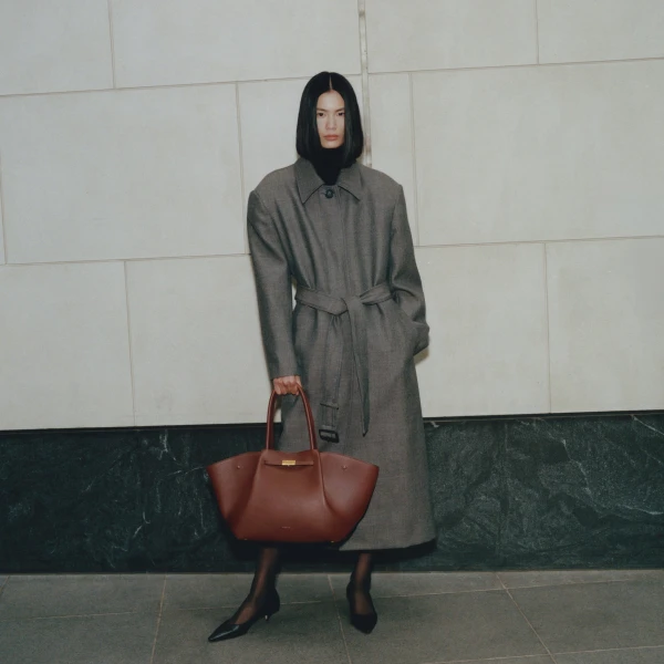 DeMellier The New York in Warm Brown Small Grain Shoulder Bag, view 2 | Shoulder & Crossbody Bags | Coveti