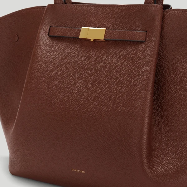 DeMellier The New York in Warm Brown Small Grain Shoulder Bag, view 3 | Shoulder & Crossbody Bags | Coveti