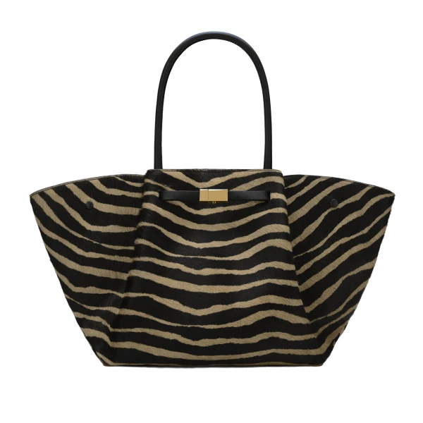 The New York in Zebra-Effect Hair Calf Shoulder Bag