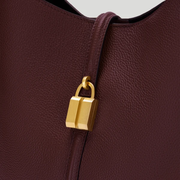 DeMellier The Siena Bucket in Burgundy Small Grain Bucket Bag, view 2 | Bucket Bags | Coveti