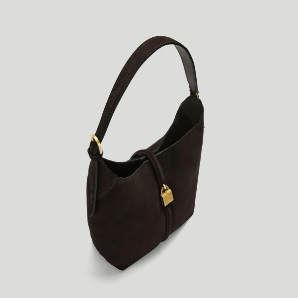 DeMellier The Siena Bucket in Dark Chocolate Suede Bucket Bag, view 5 | Bucket Bags | Coveti