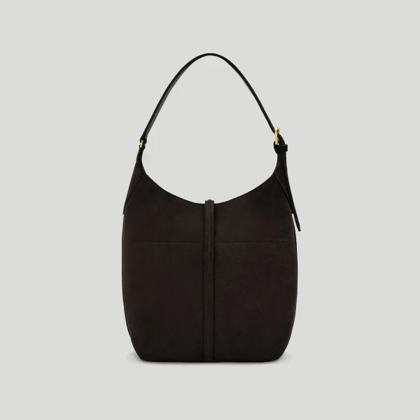 DeMellier The Siena Bucket in Dark Chocolate Suede Bucket Bag, view 6 | Bucket Bags | Coveti