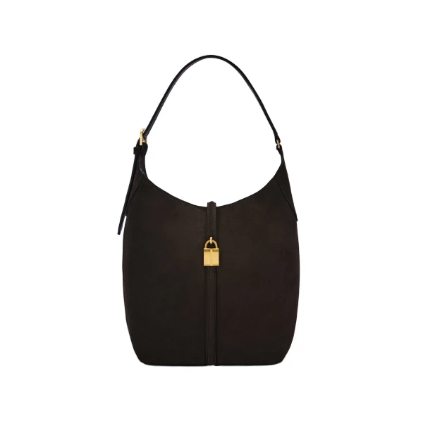The Siena Bucket in Dark Chocolate Suede Bucket Bag