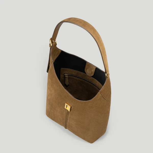 DeMellier The Siena Bucket in Tobacco Suede Bucket Bag, view 3 | Bucket Bags | Coveti