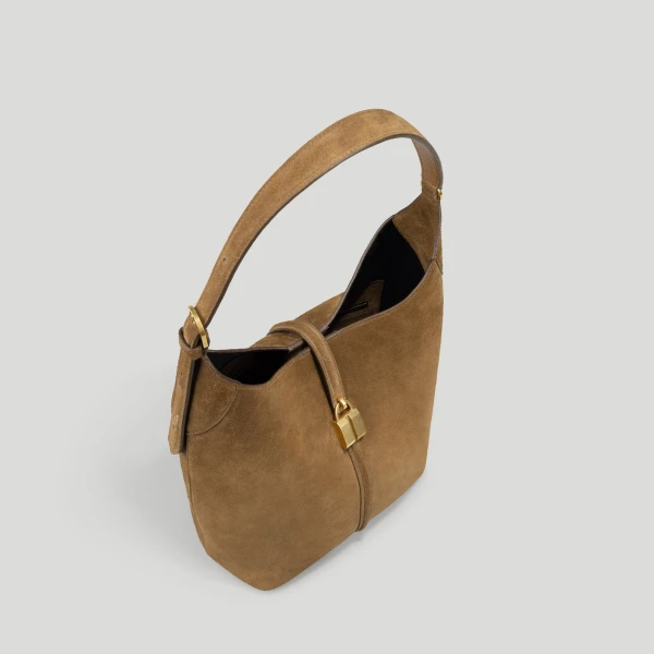 DeMellier The Siena Bucket in Tobacco Suede Bucket Bag, view 4 | Bucket Bags | Coveti