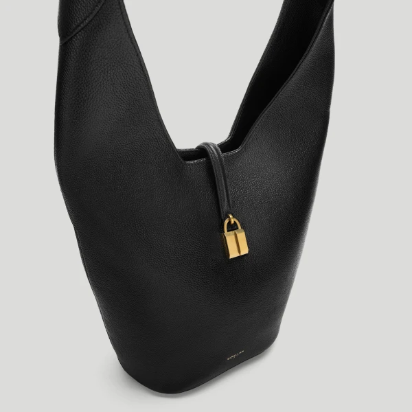 DeMellier The Siena Crossbody in Black Small Grain Crossbody Bag, view 4 | Shoulder & Crossbody Bags | Coveti