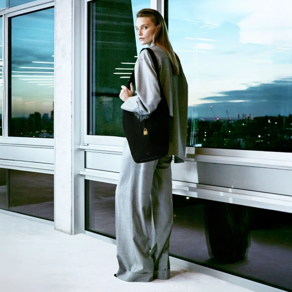 DeMellier The Siena Crossbody in Dark Chocolate Suede Crossbody Bag, view 2 | Shoulder & Crossbody Bags | Coveti