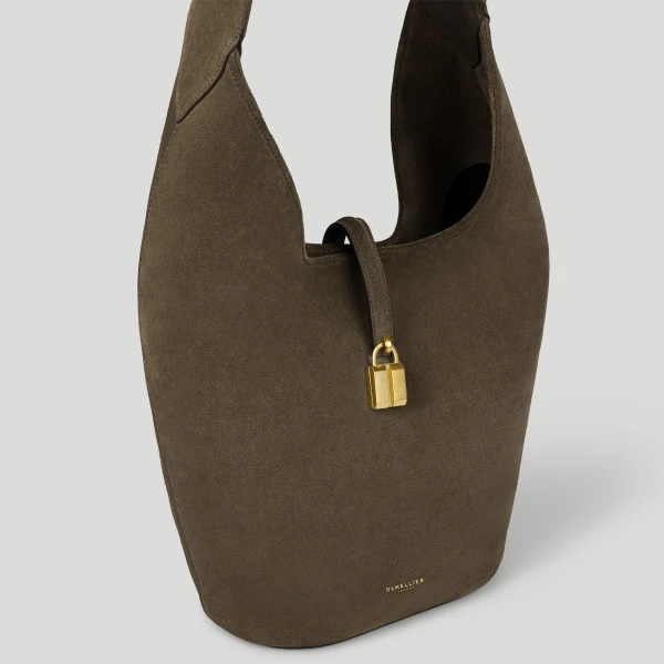 DeMellier The Siena Crossbody in Hazel Suede Crossbody Bag, view 4 | Shoulder & Crossbody Bags | Coveti