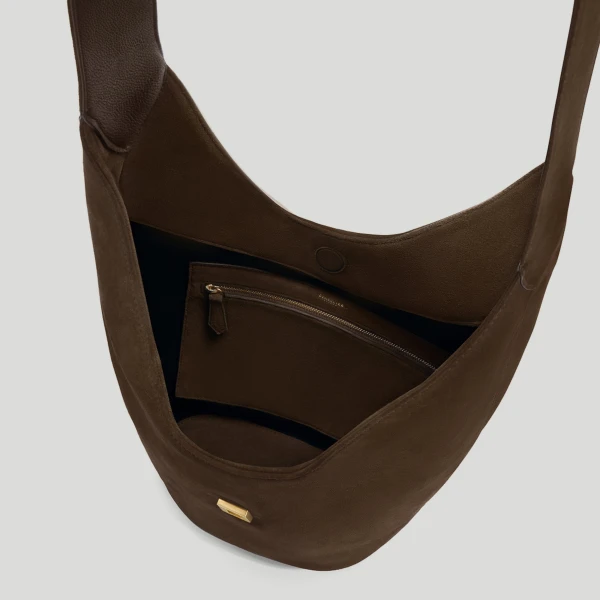 DeMellier The Siena Crossbody in Mocha Suede Crossbody Bag, view 3 | Shoulder & Crossbody Bags | Coveti